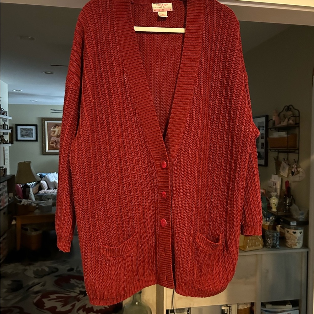 Classic Red Knit Cardigan